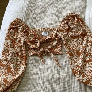 Sabo Skirt Cropped Long Sleeve Tie Top